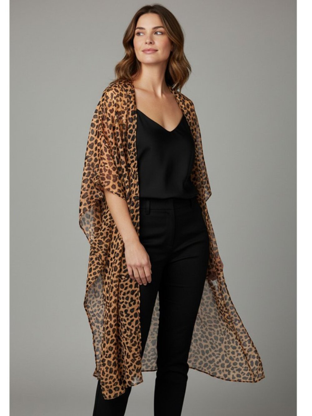 BNWT Leopard Printed Cheetah Animal Print Half Sleeve Kimono  Cardigan